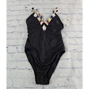 Trina Turk Black Solid Treasure Cove One Piece Swimsuit WOMENS SIZE 4